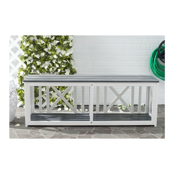 Bílo-šedá zahradní lavice z akáciového dřeva Safavieh Branco Grey-image-1