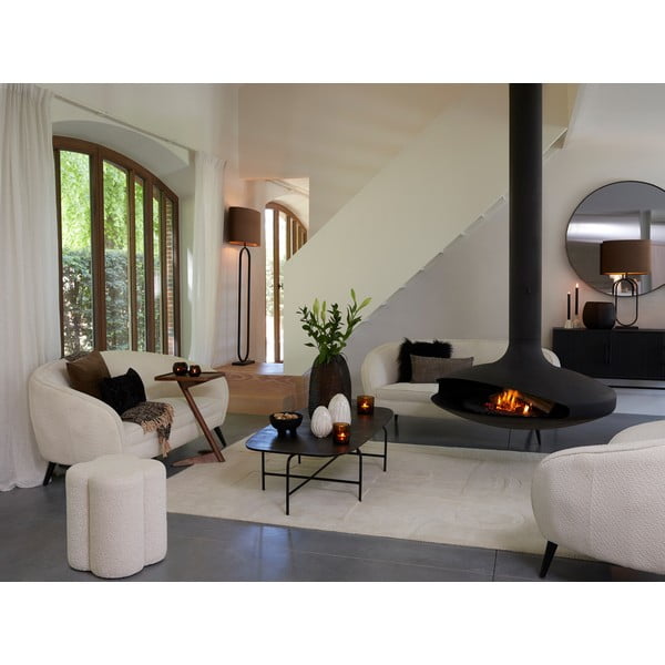 Кремава табуретка от плат букле Nalani – Light & Living-image-1