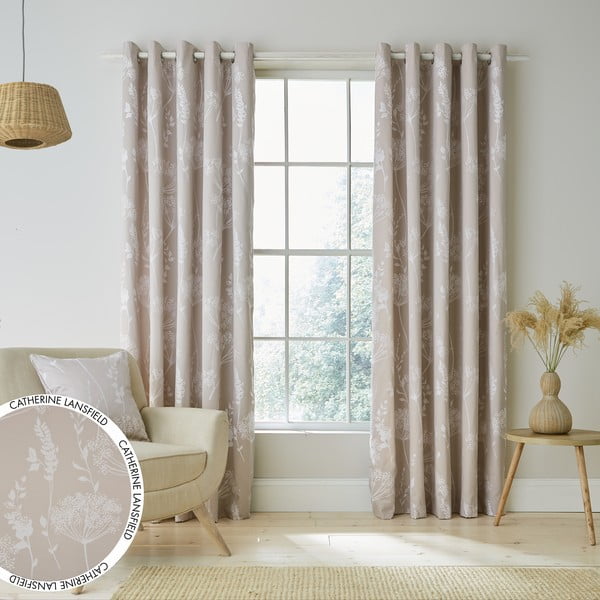 Бежови завеси в комплект от 2 бр. 229x168 cm Meadowsweet Floral - Catherine Lansfield-image-3