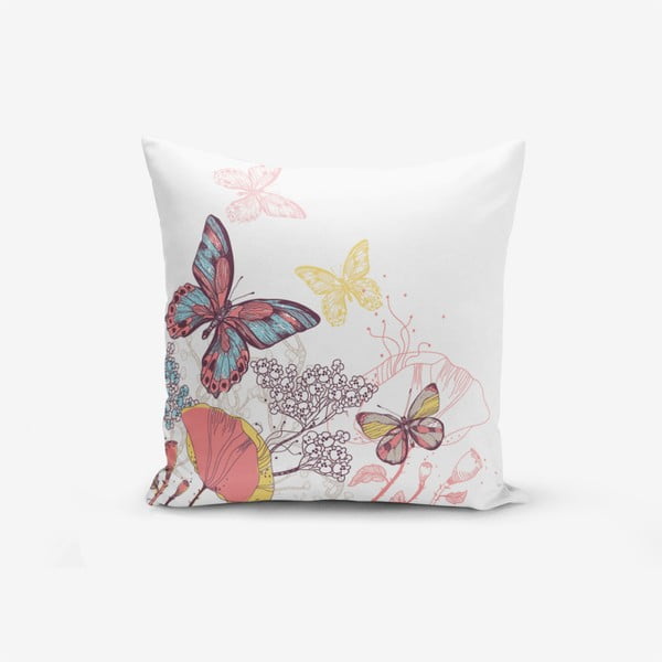 Калъфка за възглавница от памучна смес Специален дизайн Цветна пеперуда, 45 x 45 cm - Minimalist Cushion Covers