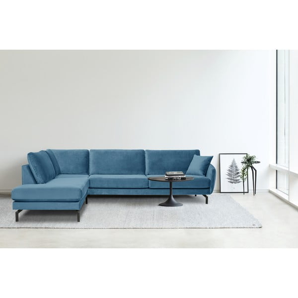 Ъглов диван от синьо кадифе (ляв ъгъл) Magic - Scandic-image-1