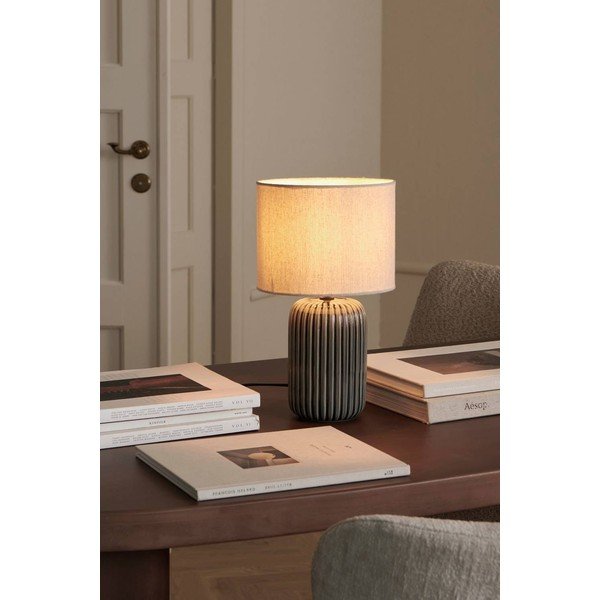 Сива/бежова текстилна настолна лампа (височина 36 cm) Mizu – Ellos Home-image-1