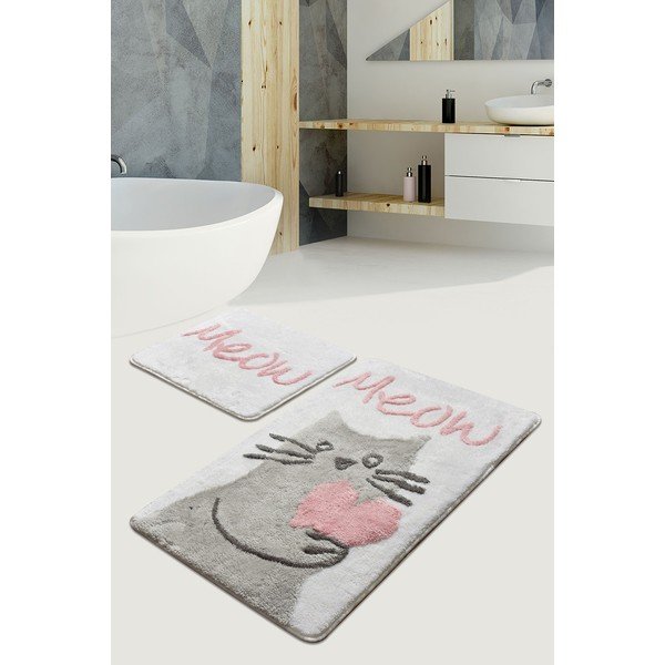 Sada 2 koupelnových předložek Confetti Bathmats Kedicik White-image-1