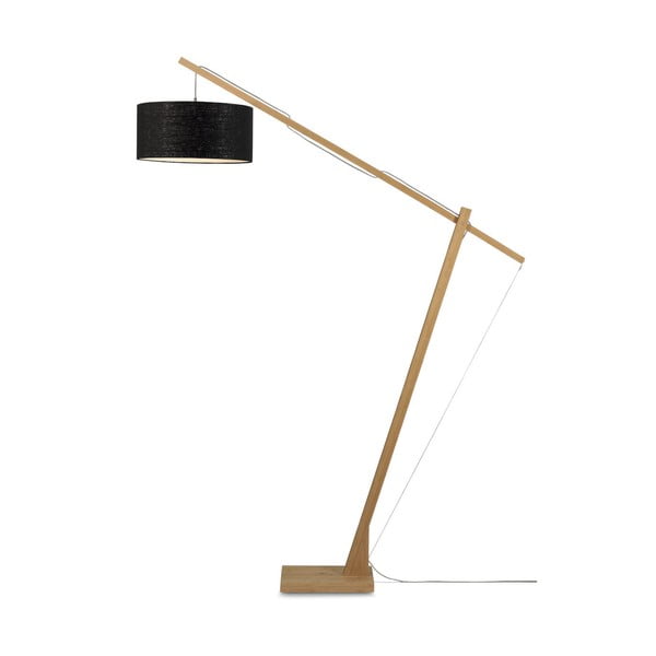 Подова лампа с черен абажур и бамбукова конструкция Montblanc - Good&Mojo