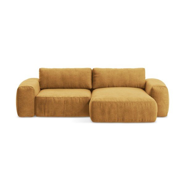 Шенилов сгъваем ъглов диван в цвят горчица (десен ъгъл) Kuki – Makamii