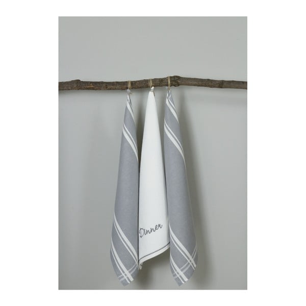 Комплект от 3 сиви и бели кухненски кърпи Dinner, 50 x 70 cm - My Home Plus