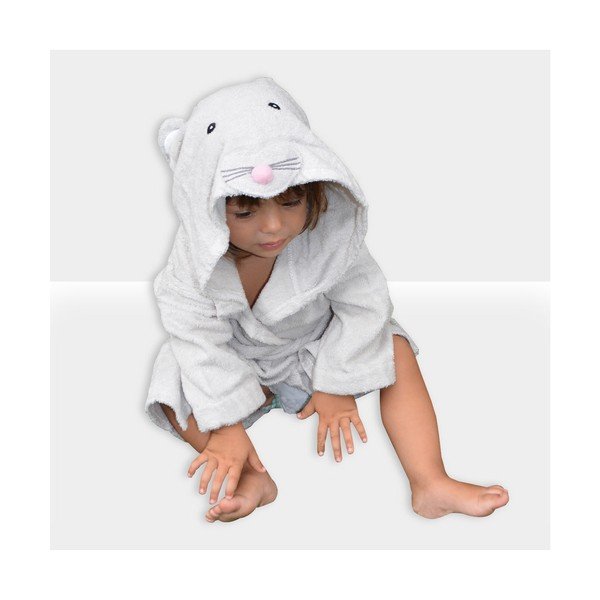 Бели и сиви памучни бебешки халати размер M Mouse - Rocket Baby-image-3