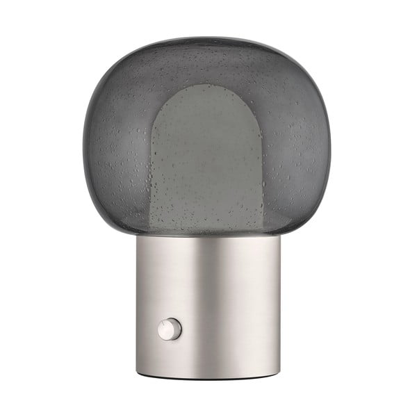 Алуминиева LED настолна лампа в сребрист цвят със стъклен абажур (височина 32 cm) Iris – Blomus