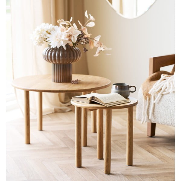 Кръгла странична масичка от масивен дъб ø 40 cm Jena – House Nordic-image-2