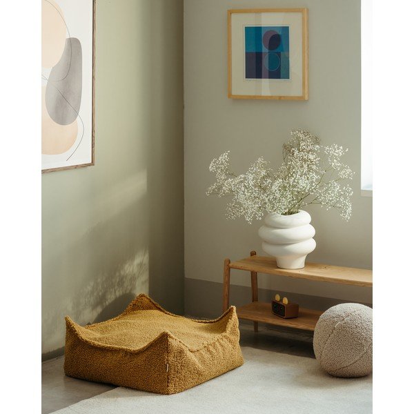 Кафяв детски пуф от букле Square – Wigiwama-image-1