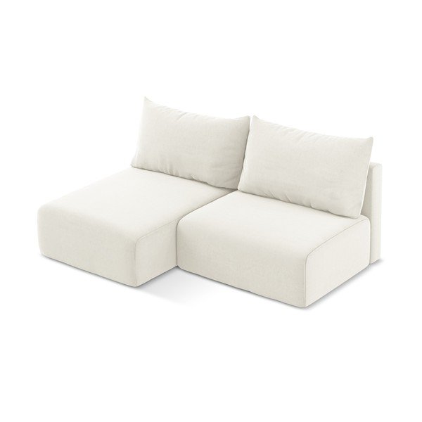 Кремав кадифен сгъваем/с място за съхранение ъглов диван (ляв ъгъл) Kalena – Makamii-image-3