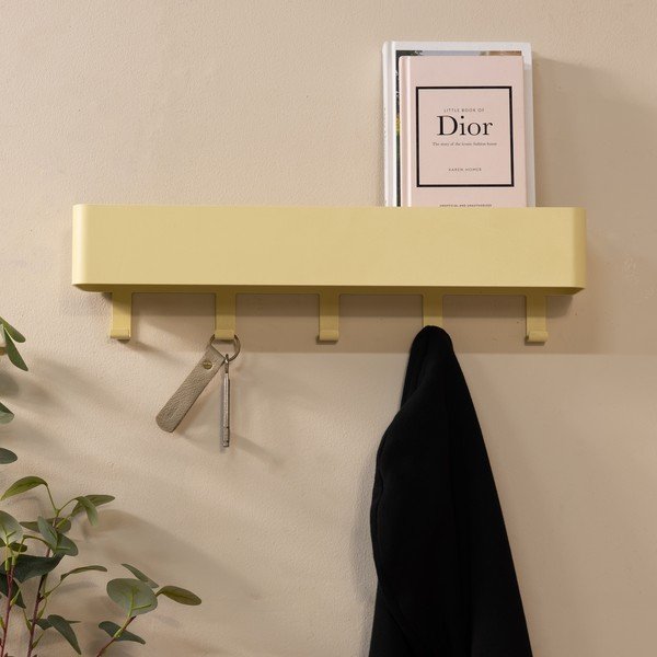 Светложълта стоманена стенна закачалка с рафт 52 cm Dax Play – Spinder Design-image-1