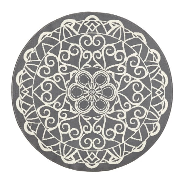 Šedý kulatý koberec Hanse Home Mandala