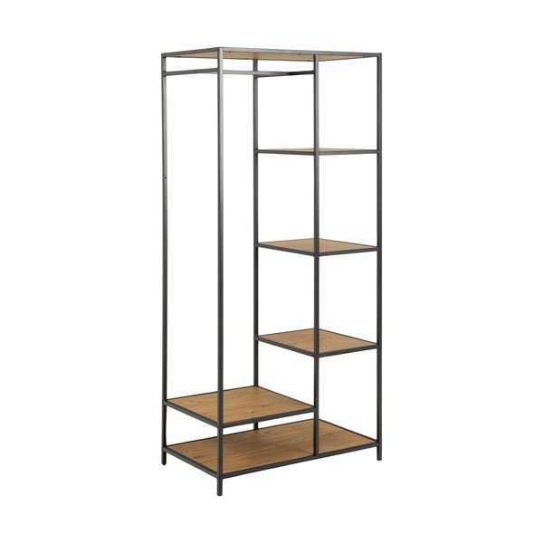 Черен/естествен отворен гардероб от декор от дъб  77x165 cm Seaford – Actona-image-2