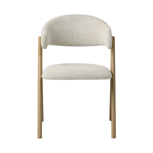 Кремав/в естествен цвят тапициран трапезен стол с подлакътници Frances – Unique Furniture-image-2