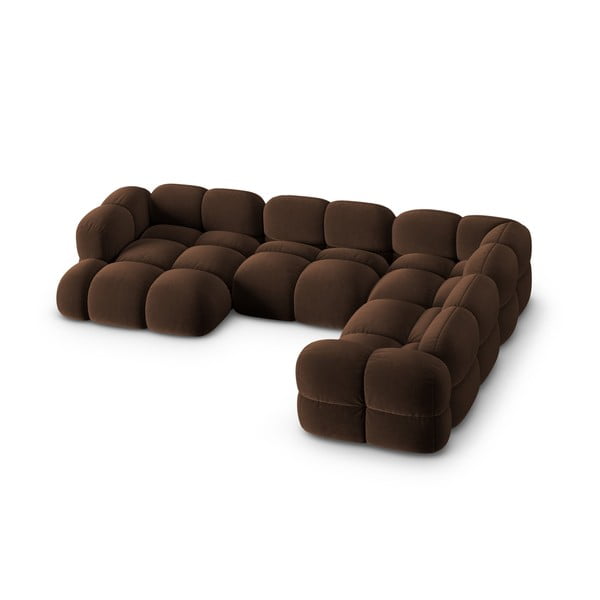 Тъмнокафяв кадифен ъглов диван (десен ъгъл/U форма) Loretto – Cosmopolitan Design