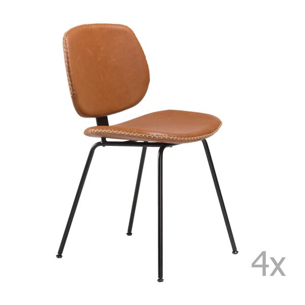 Sada 4 hnědých jídelních židlí DAN– FORM Prime