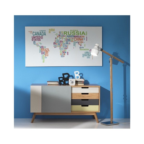 Nástěnná mapa světa na plátně Tomasucci Text World, 80 x 160 cm-image-1