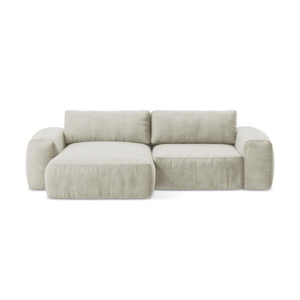 Бежов шенилов сгъваем ъглов диван (ляв ъгъл) Kuki – Makamii