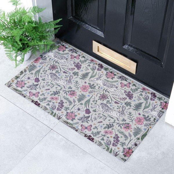 Изтривалка от PVC 40x70 cm Hare Wildflowers – Artsy Doormats-image-1