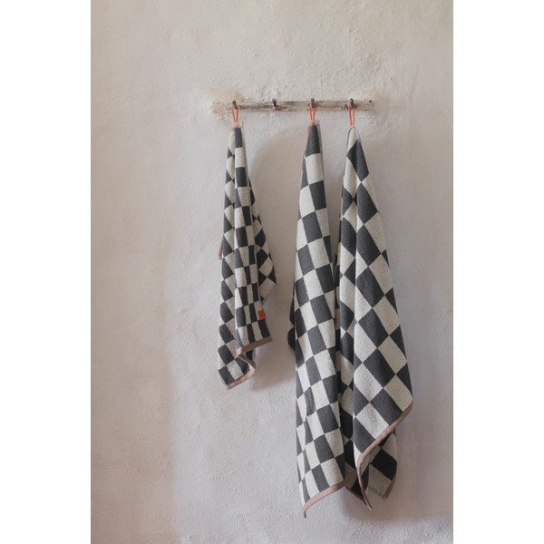 Антрацитна/бежова кърпа от органичен памук от тери 50x90 cm Retro – Mette Ditmer Denmark-image-1