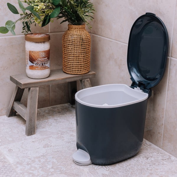 Тъмносиво пластмасово кошче за боклук с педал 3,5 l – Addis-image-4