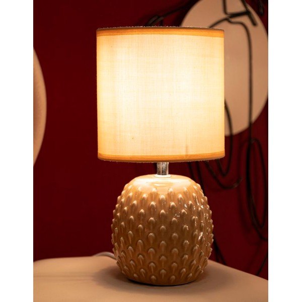 Прасковена керамична настолна лампа с текстилен абажур (височина 27 cm) Pontus – Mauro Ferretti-image-1