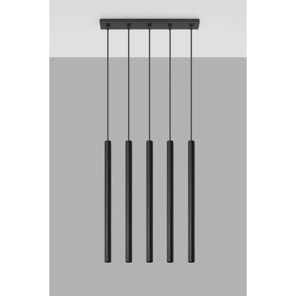 Черна висяща лампа , дължина 45 cm Fideus - Sollux-image-3