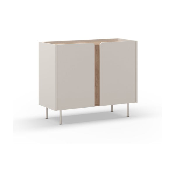 Кремаво-естествено шкафче от декор от дъб  100x82,5x40 cm Lucile – Marckeric-image-2