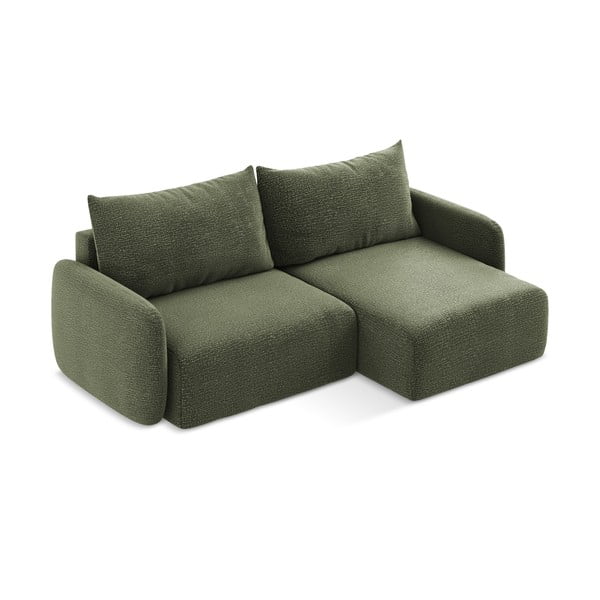 Зелен разтегателен ъглов диван с място за съхранение (десен ъгъл) Kalena – Makamii-image-3