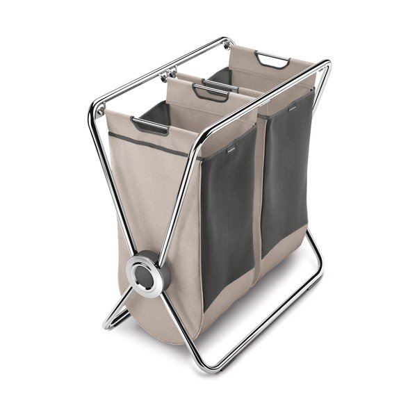 Светлокафяв текстилен сгъваем кош за пране 200 l – simplehuman