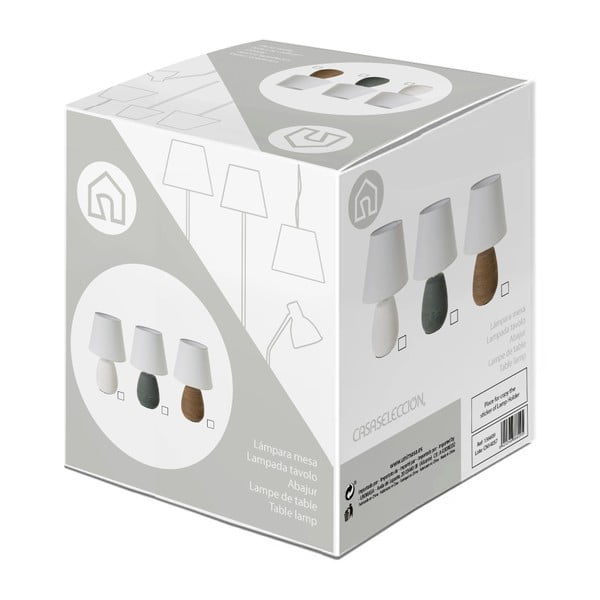 Кафява керамична настолна лампа с текстилен абажур (височина 27,5 cm) - Casa Selección-image-4