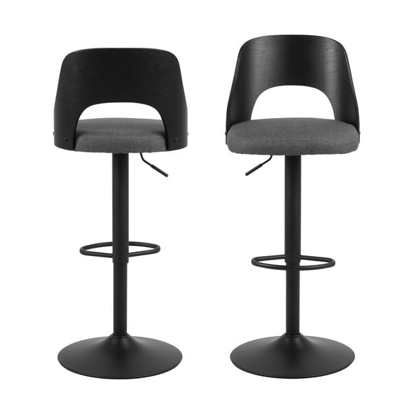 Тъмносиви бар столове в комплект с регулируема височина 2 бр. (височина на седалката 84 cm) Lucy – Actona-image-3