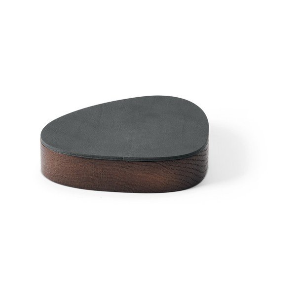 Дървена декоративна кутия за съхранение от еко кожа с капак в антрацитен и кафяв цвят 14x12,5x3,5 cm Curve Nupo – LIND DNA