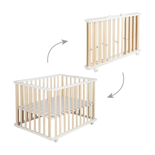 Кошара за игра в бял и естествен цвят 100x75 cm - Roba-image-3