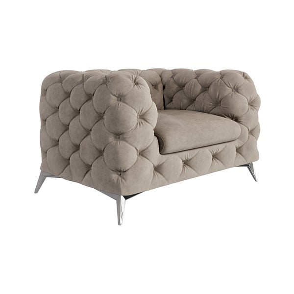 Сиво-бежово кадифено кресло Chelsea – Ropez