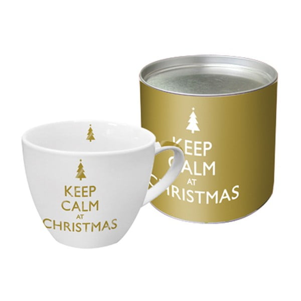 Чаша от костен порцелан с коледен мотив в подаръчна кутия Keep Calm At Christmas, 200 ml - PPD