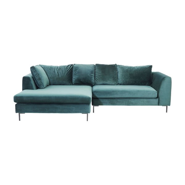 Ъглов диван от тюркоазено синьо кадифе , ляв ъгъл Gianni - Kare Design