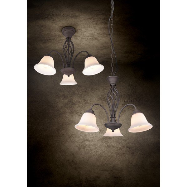 Тъмнокафяво осветително тяло за таван със стъклен абажур Rustica – Trio-image-3