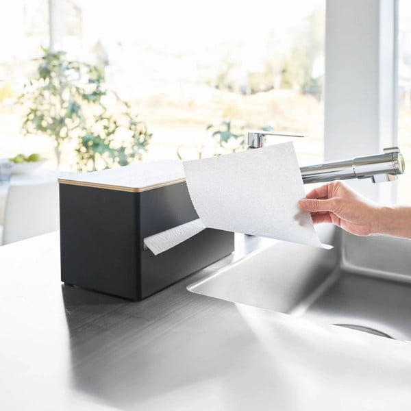 Черна метална стойка за кухненска хартия Rin – YAMAZAKI-image-4