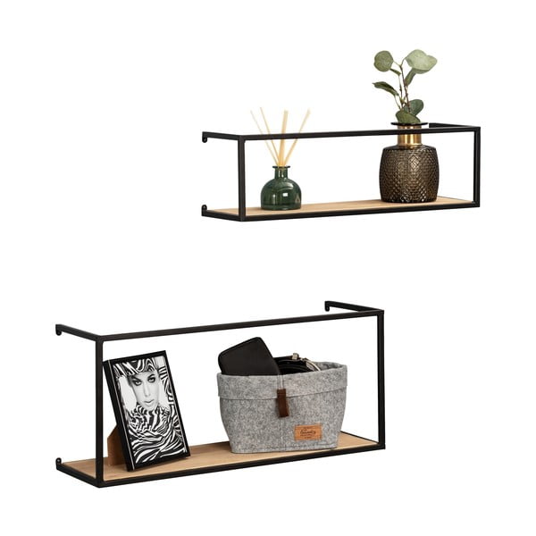 Комплект от 2 рафта от бор с черна метална конструкция Части, дължина 55 cm Geo - Wenko-image-3