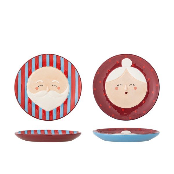 Червени десертни глинени чинии в комплект 2 бр. с коледни мотиви ø 16 cm Granny – Bloomingville-image-3