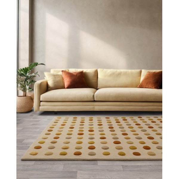Жълт ръчно изработен вълнен килим 160x230 cm Dotty – Asiatic Carpets-image-1