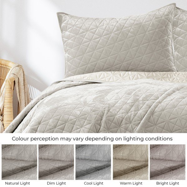 Сиво-бежово капитонирано покривало за легло 240x260 cm Laila – Restilo-image-4