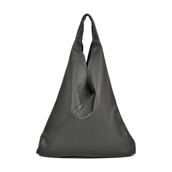Черна кожена чанта за пазаруване - Anna Luchini