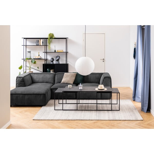 Матово черно масички за кафе в комплект от 3 бр. с плот от имитация на мрамор 60x120 cm Infinity – Actona-image-1