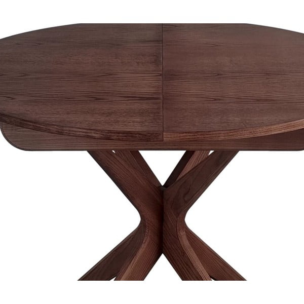 Кръгла сгъваема трапезна маса с допълнителна плоча от декор от орех ø 90 cm Jubi – Ragaba-image-2