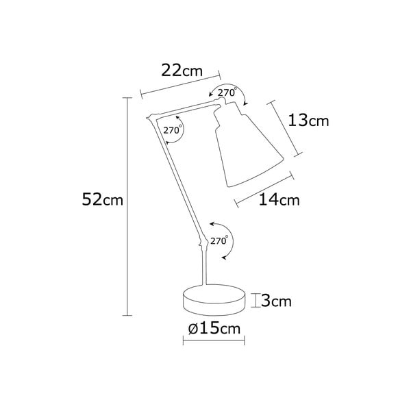 Жълта/в естествен цвят настолна лампа с метален абажур (височина 52 cm) Manavgat – Opviq lights-image-3