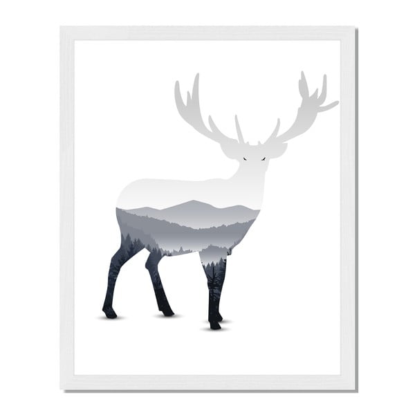 Obraz v rámu Liv Corday Scandi Mountain Deer, 40 x 50 cm
