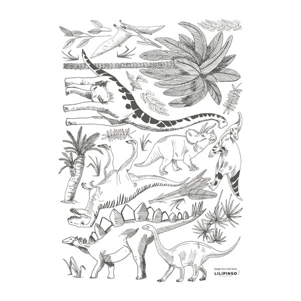 Лист със стикери 30x42 cm Dinosaurs & Plants - Lilipinso